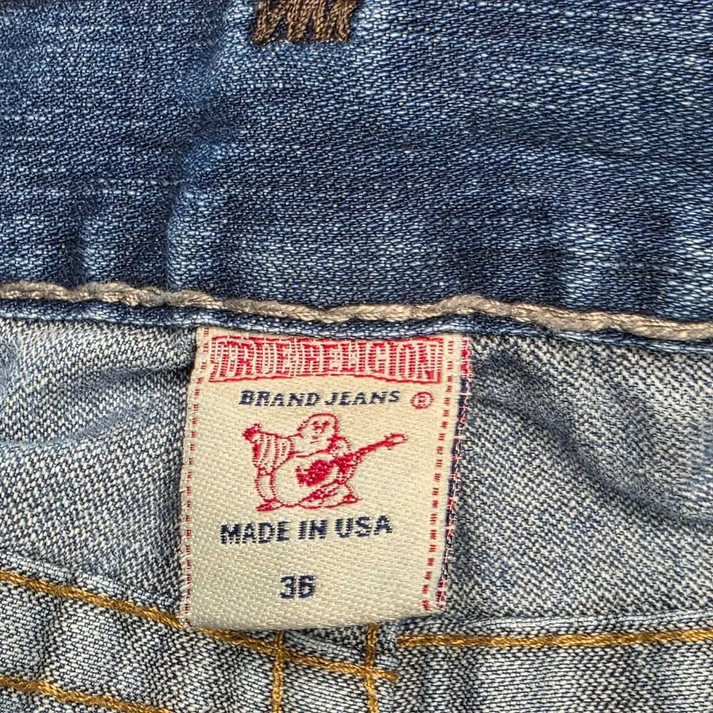 True Religion Ricky Super T Straight Leg Jeans Mens 36x34 Distressed Y2K Vintage